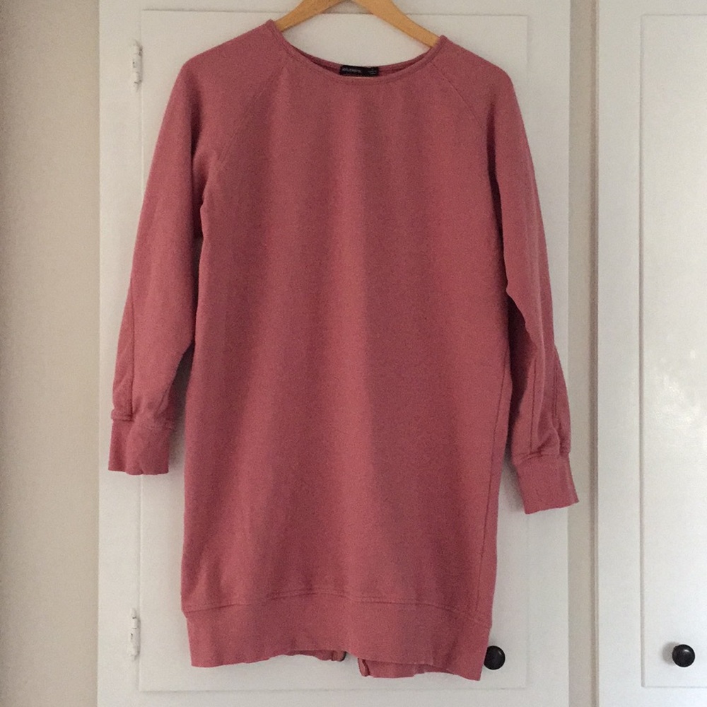 Dusty pink back zipper sweatshirt dress LS sz S